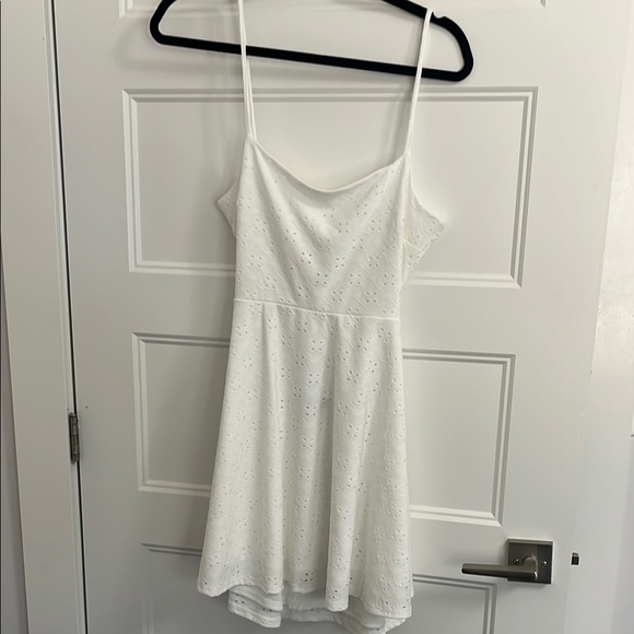White Eyelet Spaghetti Strap Dress - Picture 1 of 3